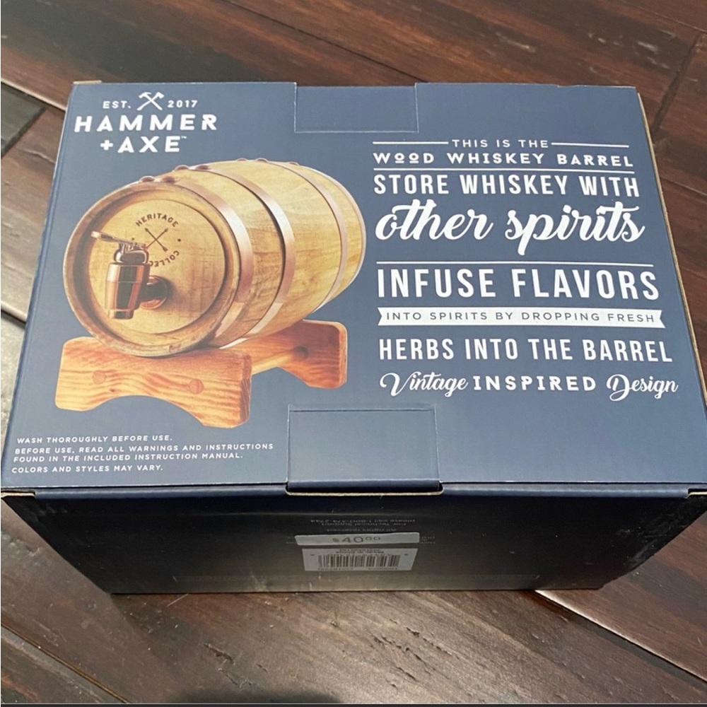 HAMMER + AXE NWT $40 Wood Whiskey Barrel 800mL